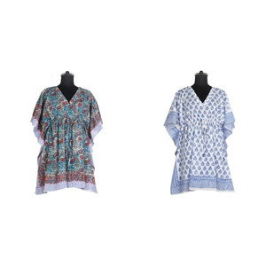 Vestido caftán corto con escote en V para verano, talla grande - Product Image 1