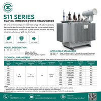 Transformateur de distribution triphasé immergé dans l'huile S11 33kV 35kV 1000kVA 2500kVA à faible perte pour sous-station réseau personnalisée IEC60076 24