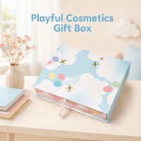 Coffret Cadeau Cosmétique Montgolfière, Emballage Magnétique en Papier, Style Livre à Ruban