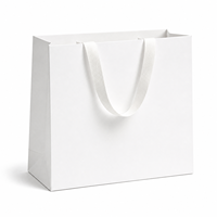 Sacs en papier blancs avec logo personnalisé pour le shopping, emballage de cadeaux de luxe, sacs en papier pour vêtements avec poignée