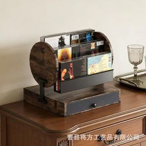 Estante de madera para CD, madera maciza, 3 niveles, giratorio, para almacenamiento de álbumes de música y fotos. - Product Image 3