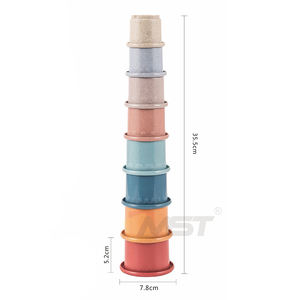 Torre de apilamiento educativa de material de paja de <span class=keywords><strong>trigo</strong></span> para niños, juguete de baño de inteligencia temprana, tazas apilables, 8 Uds. - Product Image 6