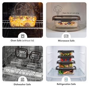 Boîte de conservation alimentaire portable en verre borosilicate pour étudiants avec couvercle compatible micro-ondes et compartiments pour aliments et mouchoirs - Product Image 4