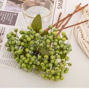 Wholesale Hot Selling Artificial Green Berry For Christmas Wedding Flower Home Decoration