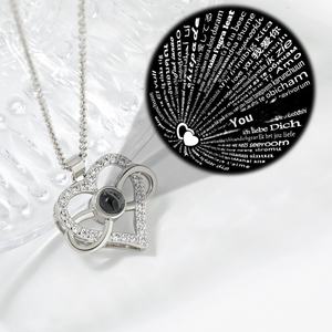 Collana pendente alla moda con pietra a forma di cuore di moda di cento frasi europee americane - Product Image 6