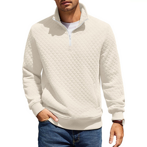<span class=keywords><strong>Felpa</strong></span> da Uomo con Zip <span class=keywords><strong>a</strong></span> un Quarto, Maglione <span class=keywords><strong>a</strong></span> <span class=keywords><strong>Collo</strong></span> Alto <span class=keywords><strong>a</strong></span> Maniche Lunghe in Maglia con Tasca - Product Image 1