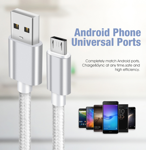 Manufacturer Price Nylon Braided Micro USB Charging and Data Sync Cable for Android Mobile Phone Charger