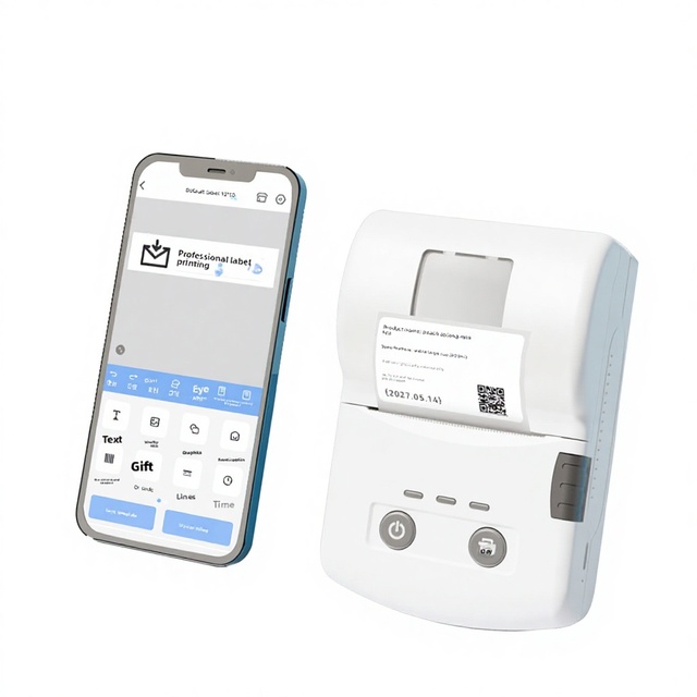 KUAIYIMA 48mm Portable Thermal Label Printer USB Interface 203DPI 1500mAh Battery 1-Year Warranty Stock Home Supermarkets Use No