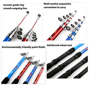 Combo de carrete portátil, nuevo producto, río, lago, corriente, poste de agua salada, caña de pescar telescópica de fibra de vidrio de mar barata - Product Image 6