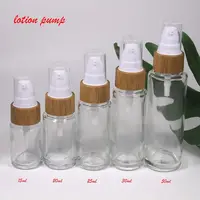 Einzelhandel und Wholesale 15/20/25/30/50/ML transparenz glas lotion/spray pumpe flasche mit bambus kappe hautpflege container