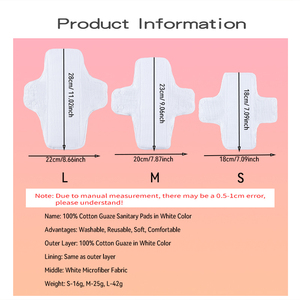 <span class=keywords><strong>Serviettes</strong></span> hygiéniques en gaze réutilisables-<span class=keywords><strong>Serviettes</strong></span> menstruelles en tissu lavables écologiques pour femmes - Product Image 2