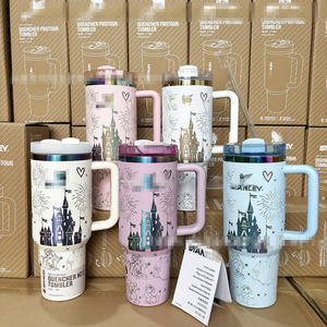 40oz công chúa lâu đài phim hoạt hình Tumbler với xử lý và nắp, đôi tường chân không cách nhiệt cốc thép không gỉ, biểu tượng tùy chỉnh xe cup - Product Image 4