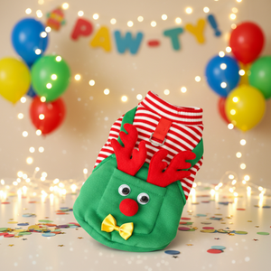 Luxuriöser Moderner Niedlicher Gestreifter Weihnachts-Elch Hunde- & Katzenmantel |   Winter Warmer Fleece-Overall |   Großhandel für Festtags-Haustierbekleidung - Product Image 5