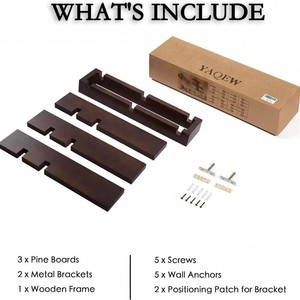 Wooden <b>Wall</b> Mounted <b>Floating</b> Shelf Natural Wood Color Rectangle Shape Screw Embedded Storage Rack Bathroom <b>Shelves</b> - Product Image 4