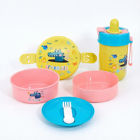 Boîte à lunch bento ronde à 2 niveaux pour enfants avec gourde, idéale pour l'école – Vente en gros, personnalisation disponible