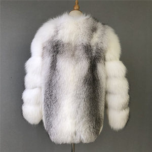 Nuovo Cappotto in Vera Pelliccia di Volpe Argentata, Giacca Spessa da Donna, Moda Inverno 2018, Cappotto in Vera Pelliccia di Volpe - Product Image 2