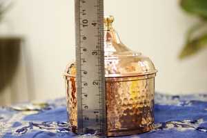 Boîte de rangement artisanale en cuivre martelé avec couvercle, pot à épices décoratif pour garde-manger, thé, café et fruits secs - Product Image 3