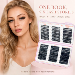 Extensions de cils en bouquets individuels thermocollés, style européen, naturels et épais, 30D 40D, avec colle, vente en gros - Product Image 1
