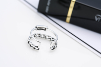 JZ537 Vente en gros d'usine, bagues rétro pour femmes, bijoux tendance, bague ouverte réglable à double chaîne