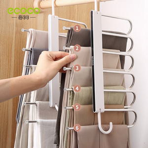 Porte-pantalon Ecoco à 6 barres, type crochet, organisateur de garde-robe minimaliste et peu encombrant pour la maison - Product Image 2