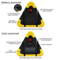 Triangle de signalisation routière LED solaire rechargeable, panneau de signalisation de danger routier en ABS pour panne de voiture