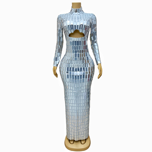 Novance Y3841 <strong>Buying</strong> in Bulk Wholesale Silver Mirror Design Long Elegant Evening Gowns <strong>Dress</strong> for Birthday Party Women - Product Image 2
