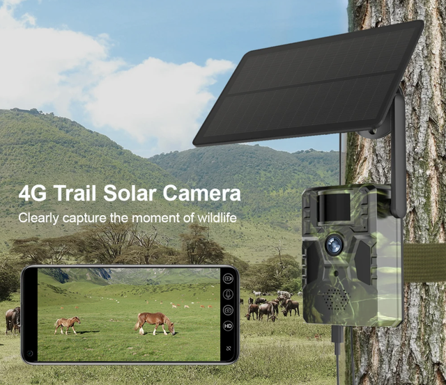 Ubox 2K 4G Solar Cellular Trail Camera Outdoor Hunting Trail Cam GPS Locating PIR Motion Activated 0.2s Trigger Time
