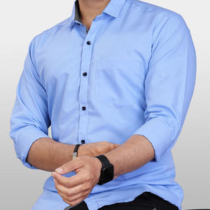 Camisa Formal de Manga Larga para Hombre, Personalizada, Casual, de Negocios, Azul Popelina, 100% Algodón, Antiarrugas, para Primavera, <span class=keywords><strong>Ropa</strong></span> Formal - Product Image 1