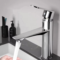 Robinet de lavabo moderne minimaliste tout en cuivre avec cartouche céramique, mitigeur chaud-froid monotrou pour salles de bain et meubles-lavabos