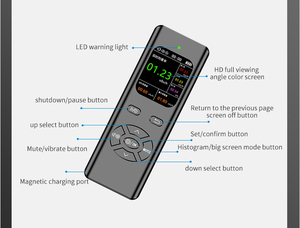 צינור גייגר 48 מ\\\"מ לגילוי קרינה גרעינית, חיישן בדיקת קרינה מייננת, מד קרינה עם אזעקות קוליות ופנס - Product Image 3