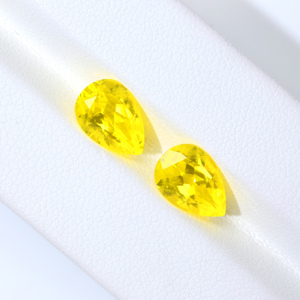 Cadermay Pierre précieuse jaune fluorescente forte, taille poire, en Garnet d'yttrium et d'aluminium (YAG), cultivée en laboratoire, pour bijoux, pierre en vrac pour bague - Product Image 3