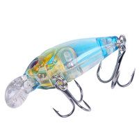 Umpan buatan engkol 4.5CM-4G, umpan pancing plastik keras untuk memancing Bass bergaris