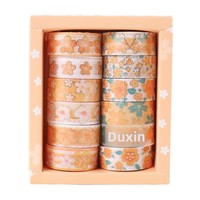 Ruban décoratif DIY pour carnet de notes, série Sakura Cartoon Falling, estampage à chaud et ruban adhésif, 12 volumes, 2m