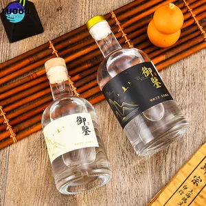 Nhà Máy Bán Sỉ Rượu Vodka Trong Suốt Rượu Whisky Tròn Rỗng 375Ml 500Ml 750Ml 1000Ml Chai Rượu Thủy Tinh Có Nắp Cao Su Polymer