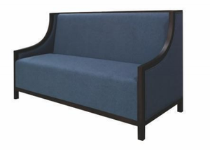 New Chinese Zen-inspired Vertical Striped Solid Black Walnut Wood Two-Seater Restaurant Lounge Sofa Modern Design Fabric - Product Image 2