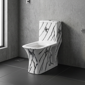 Inodoro de una pieza decorativo de mármol gris moderno-Silla de inodoro de artículos sanitarios con estilo para baños, fábrica de gran stock - Product Image 1