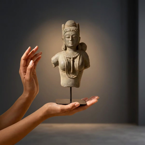 Busto de figura de templo clásico – Motivo artístico del sur de Asia del siglo X al XII, estilo vintage - Product Image 2