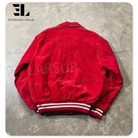 LARSUR Blouson de détresse vintage personnalisé veste universitaire en velours côtelé pour hommes broder Chenille Applique Crop Baseball Letterman vestes