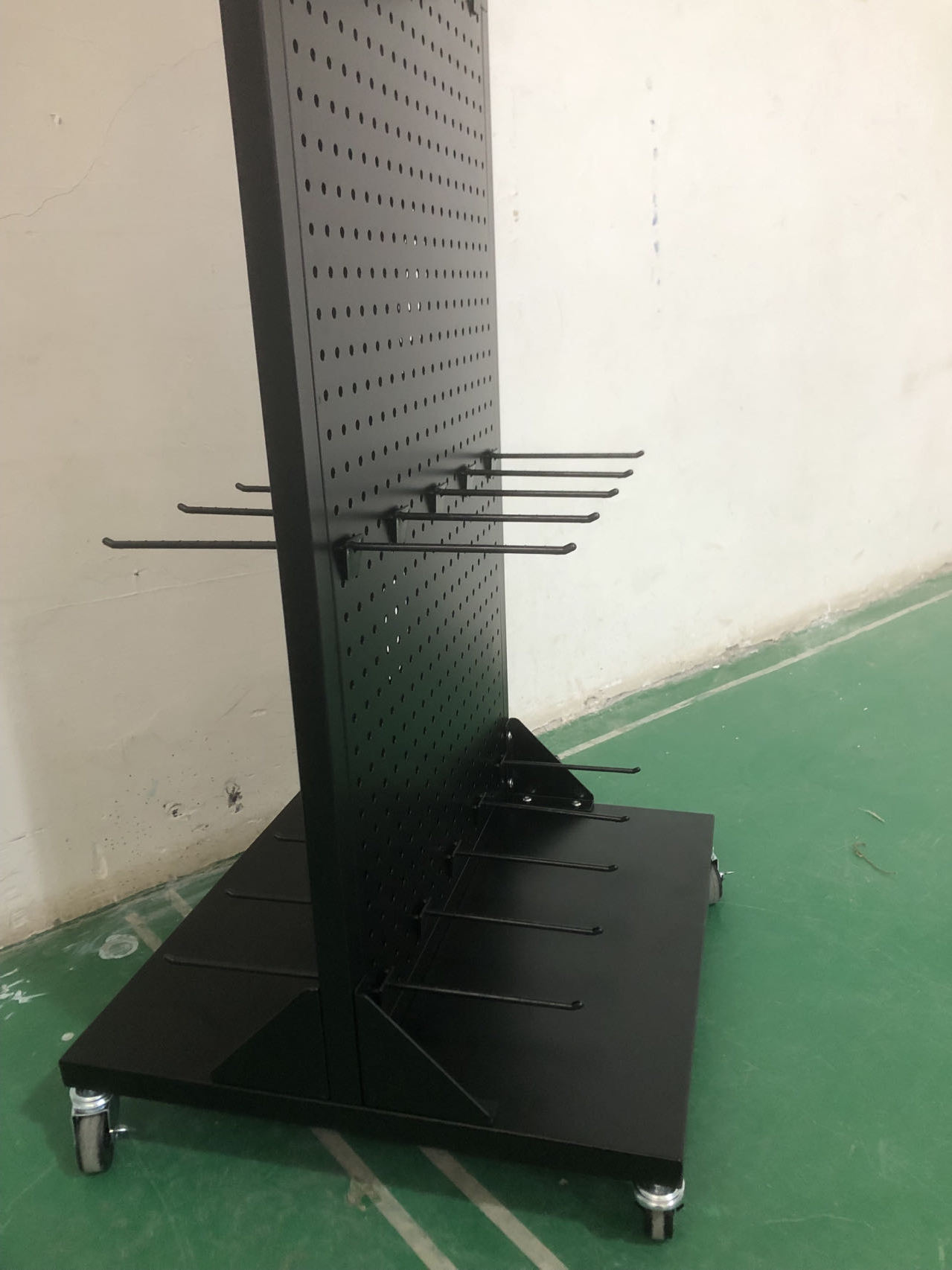 Double-sided Metal Advertising Display Stand with Wheel Custom Logo for Modern Floor Stand for Retail Shops — view 6