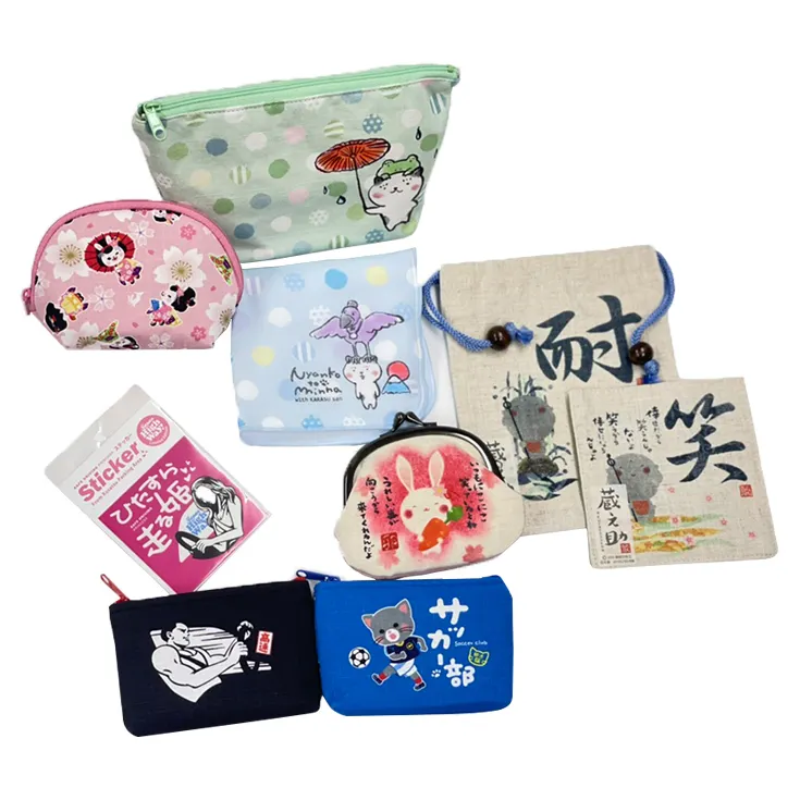 Japan style custom women zipper cute makeup bag travel cosmetic bag