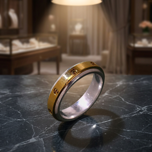 Anillos de banda finos y modernos unisex, giratorios, plateados con baño de oro, para uso diario, regalos para hombres y mujeres, venta al por mayor, hechos en India. - Product Image 5