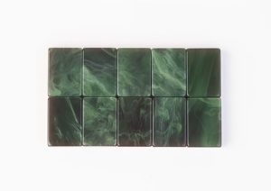 Jeu de tuiles de <span class=keywords><strong>mahjong</strong></span> classique en malachite, 4 couches, en acrylique, avec pierres précieuses scintillantes, émeraude, motif artistique - Product Image 6