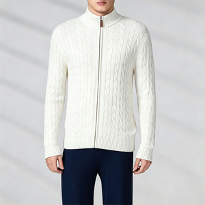 Vestes zippées en tricot personnalisées décontractées à col montant pour homme, pulls zippés avec logo - Product Image 3
