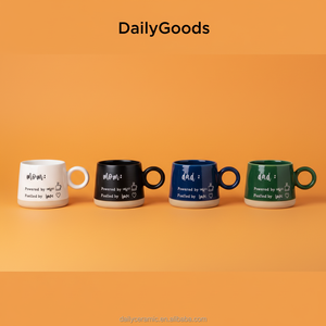 Ensemble de tasses à café en céramique grès rose et bleu avec citation pour <span class=keywords><strong>maman</strong></span> et <span class=keywords><strong>papa</strong></span>, texturé, 350 ml, grande poignée en forme de O, résistant à la chaleur, passe au micro-ondes - Product Image 2