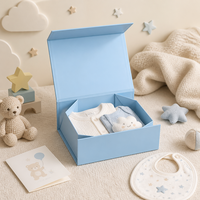 Boîte en carton pliable bleu ciel pour vêtements de bébé, emballage cadeau, présentoir en carton