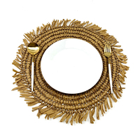 Set de table rond bohème en paille tressée écologique avec franges, résistant à la chaleur, pour la décoration de table à manger et sous-verres