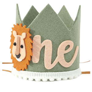 Chapeau en feutre couronne de lion DAMAI pour fête d'anniversaire sur le thème de la jungle Wild One, accessoires photo pour garçons, fournitures de décoration pour fête d'anniversaire animale - Product Image 6