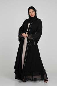 2020 abbigliamento islamico turco maniche aperte con volant in Chiffon a strati Abaya Kimono per donne musulmane - Product Image 3