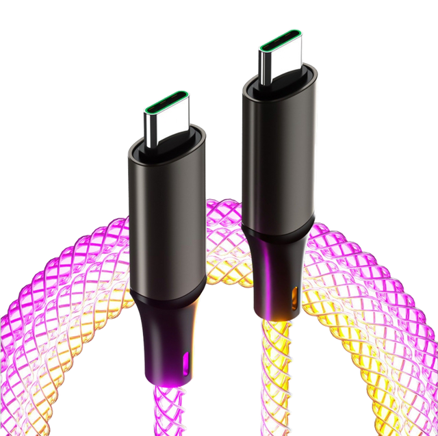 RGB Flowing Light Braided USB Type C Cable Fast Charging Data Sync Luminous Charger Cord for Mobile Phone