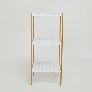 <span class=keywords><strong>Omnia</strong></span> Home Étagère de rangement pour salle de bain en bambou à 3 niveaux Utilitaire multifonctionnel blanc pour salon cuisine Rotation à 3 degrés facile - Product Image 4